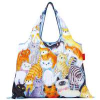 貓咪貓咪 環保購物袋 40×53cm 可收14×16cm｜ねこちゃん、ねこちゃんエコバッグ