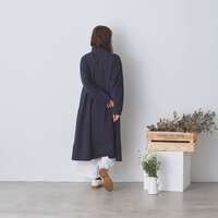 棉質泡泡紗格紋前開襟荷葉領洋裝 衣長110cm身寬127cm cloudnine｜ギンガムチェック前開きワンピース