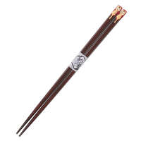 日本製會津塗職人手繪天削筷 條紋貓 天然木 約22.5cm｜天削箸 しまねこ