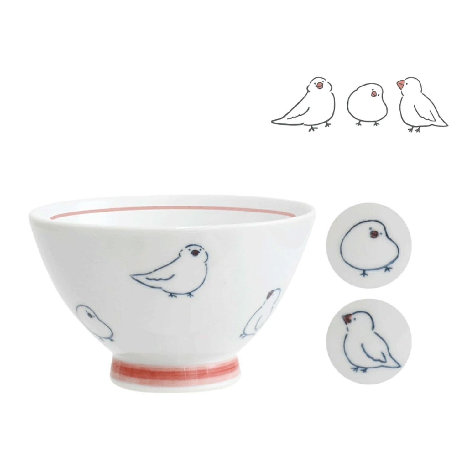 波佐見燒小鳥飯碗 corottori 白文鳥 可微波 10.8cm|corottori飯碗 ブンチョウ 白