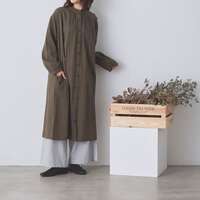 棉質泡泡紗格紋前開襟荷葉領洋裝 衣長110cm身寬127cm cloudnine｜ギンガムチェック前開きワンピース