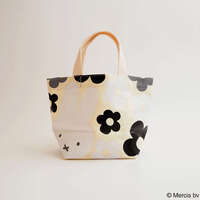 Miffy 米飛兔 大花朵迷你托特包 午餐袋 側寬12cm 象牙白｜ミッフィー MIFFY BIG FLOWER ミニトートバッグ アイボリー