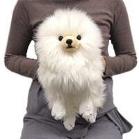 ひざわんこ 博美犬絨毛玩偶 22×18×40cm 奶油色｜ひざわんこ ポメラニアン（クリーム）