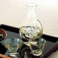 高瀨川 琥珀色玻璃冷酒組 附冰槽酒瓶 300ml＋酒杯 送禮款｜高瀬川 琥珀 冷酒セット