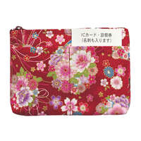 日本製 櫻花布卡片收納包 前口袋 棉100% 14.5×10cm｜華ざくら 前ポケット付カードポーチ