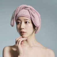 速乾吸水髮帽 洗髮後乾髮包頭巾 乾燥玫瑰粉 BEAULy｜BEAULy クイックドライヘアターバン Dusty Pink