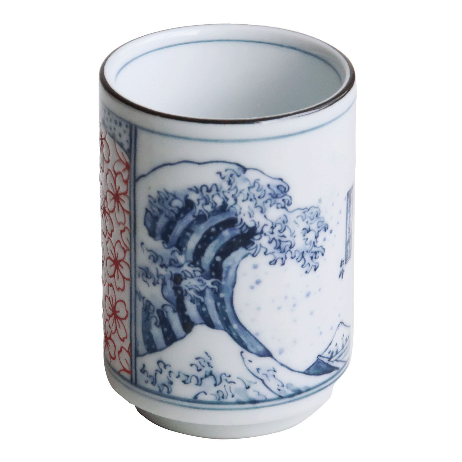 葛飾北齋 波富士 染付壽司湯杯 約280ml 美濃燒 日本製｜波富士染付寿司湯呑