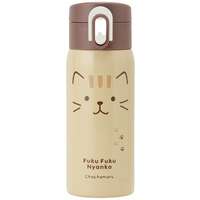 福福喵 貓臉單手開保溫瓶 350ml HAPiNS｜ふくふくにゃんこ フェイスワンタッチステンレスボトル350ml