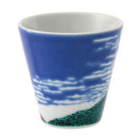 九谷燒豬口杯 赤富士圖案 喜慶小酒杯 伴手禮 直徑5.5cm｜【九谷焼】縁起ちょこ赤富士
