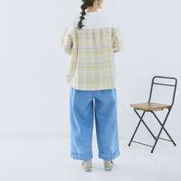 純棉格紋拼接寬鬆套頭襯衫 胸圍126cm衣長63cm cloudnine｜綿麻チェック柄切替ブラウス