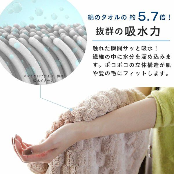 日本速乾吸水髮巾 卡拉里波可 微纖維凹凸立體格紋 100×40cm