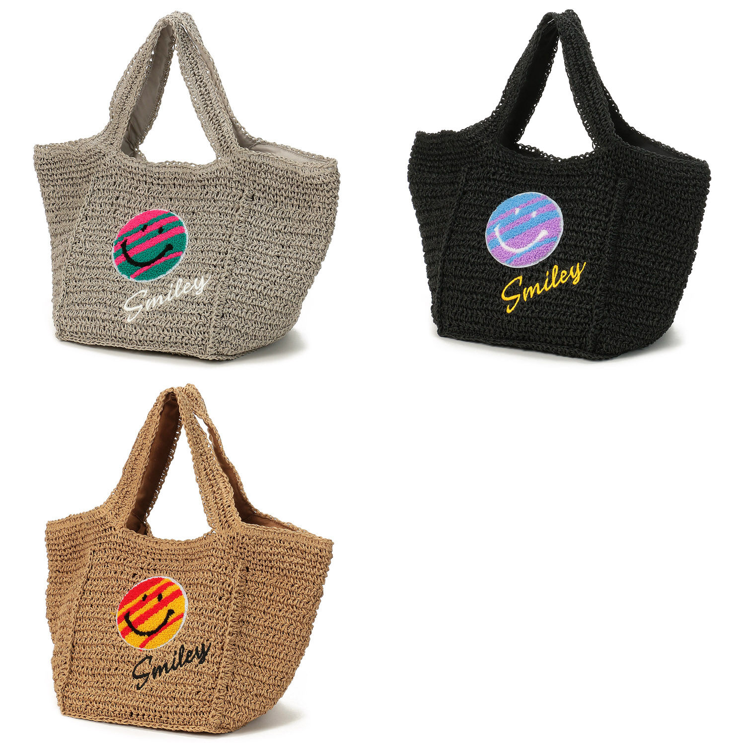 COOCO SMILEY 天鵝絨刺繡紙製籃包｜精緻飾品・日本直送