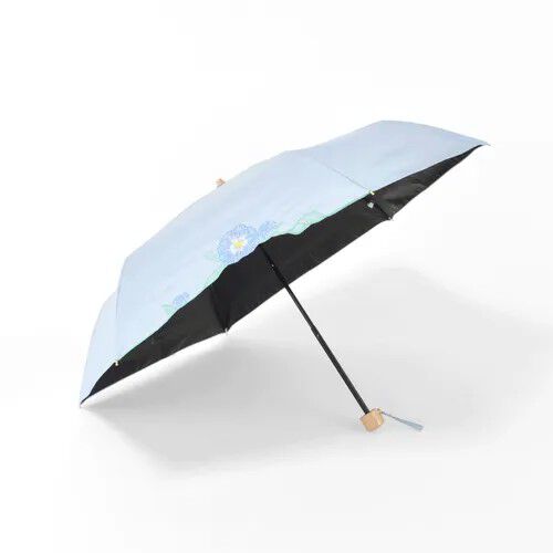 BLACK COATING UV PARASOL mini 毛莨花刺繡 晴雨兼用 折疊傘