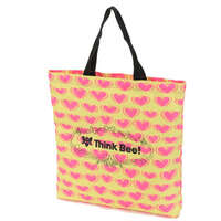 Think Bee! 黑底雜貨刺繡托特包 亮片珠飾 A4直放 牛皮提把｜Think Bee！ ブラックポンド トートバッグ
