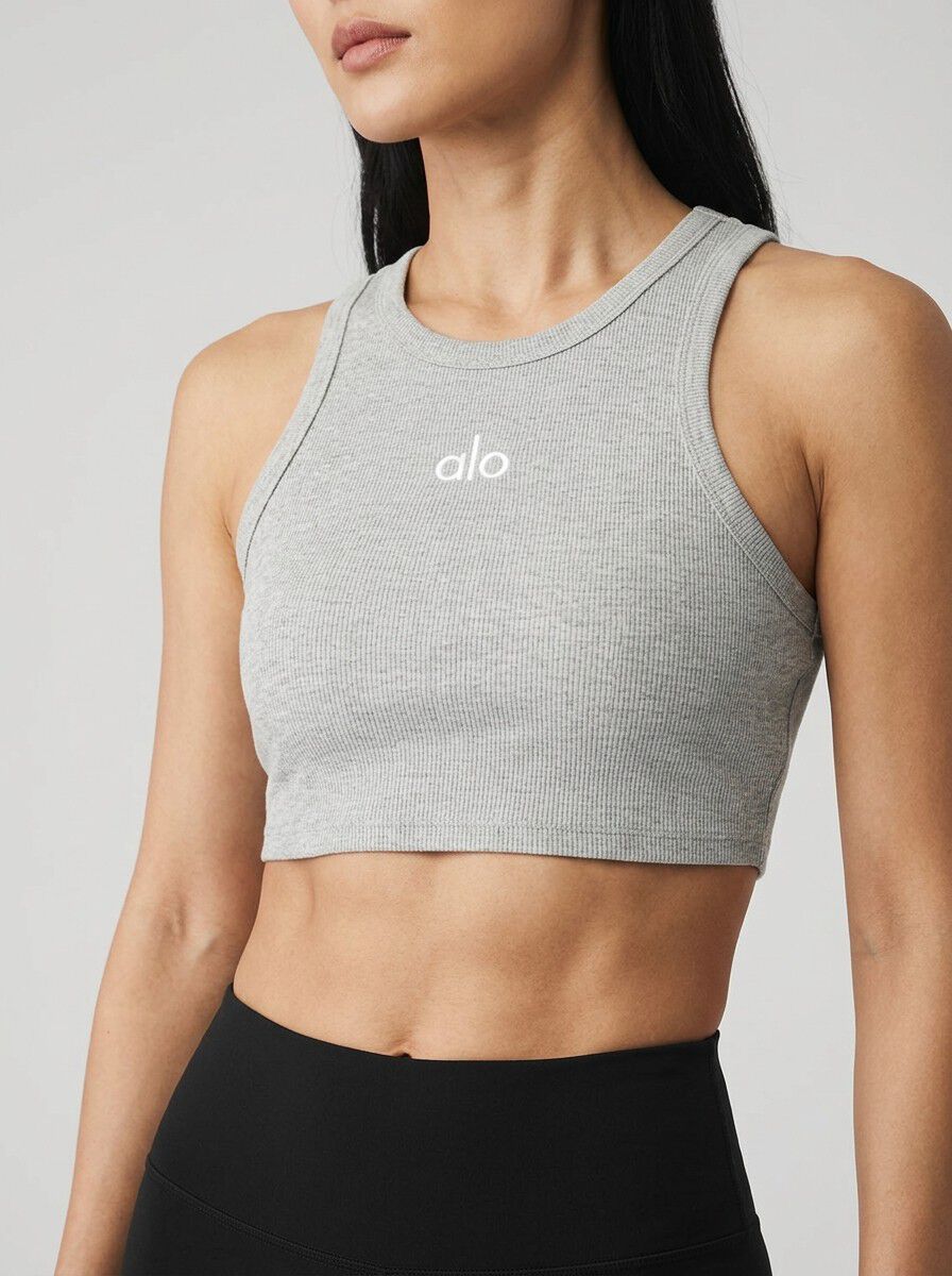 Alo yo 瑜珈運動細肩帶背心 親膚透氣露腰健身上衣