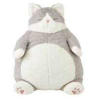 日本角色雜貨貓咪自我肯定感抱枕L 八字紋貓抱柴魚｜猫の自己肯定感クッション ハチワレのかつお Lサイズ