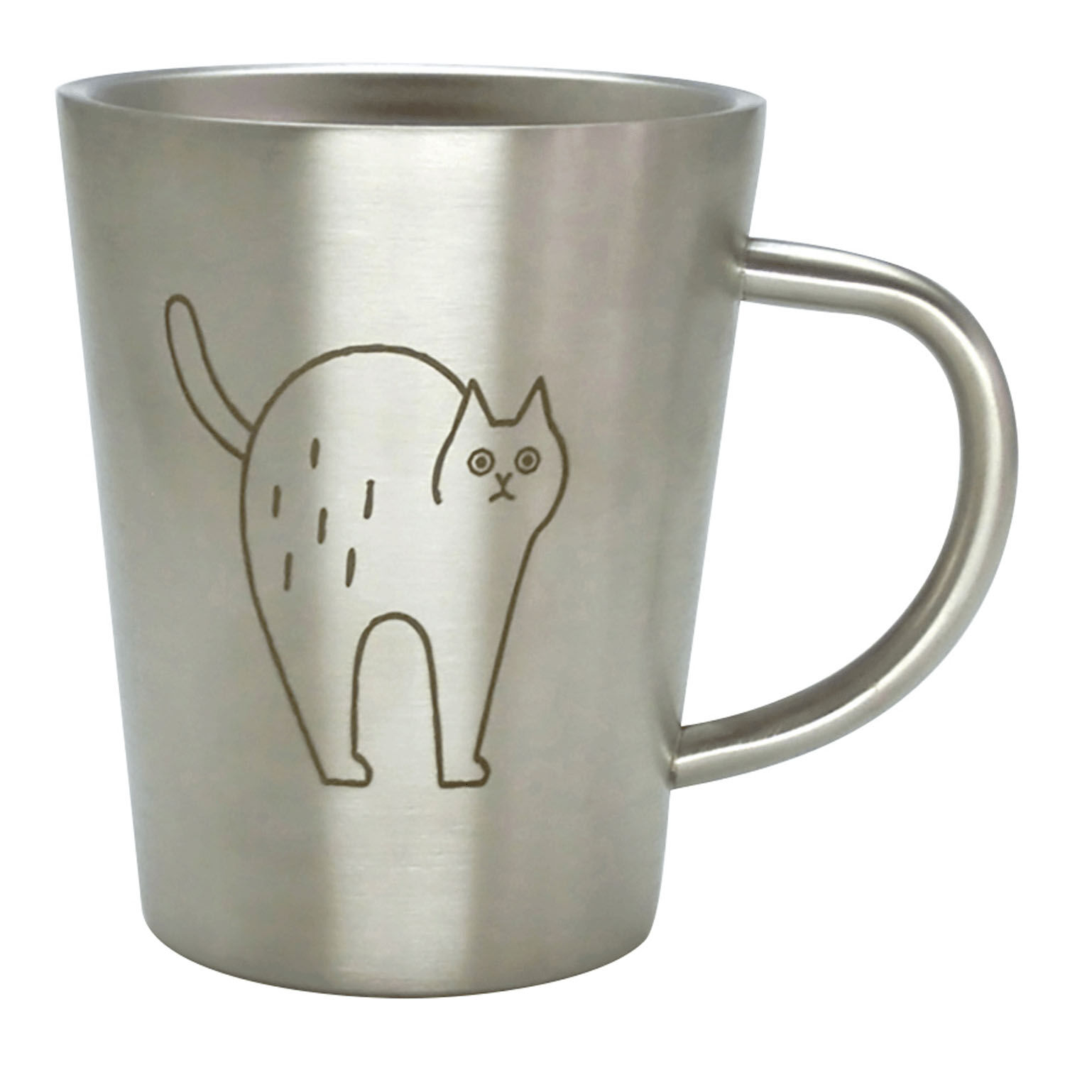 necotto 貓咪線描雙層不鏽鋼馬克杯 360ml 不易結露 三款｜necotto 猫ステンレスマグ
