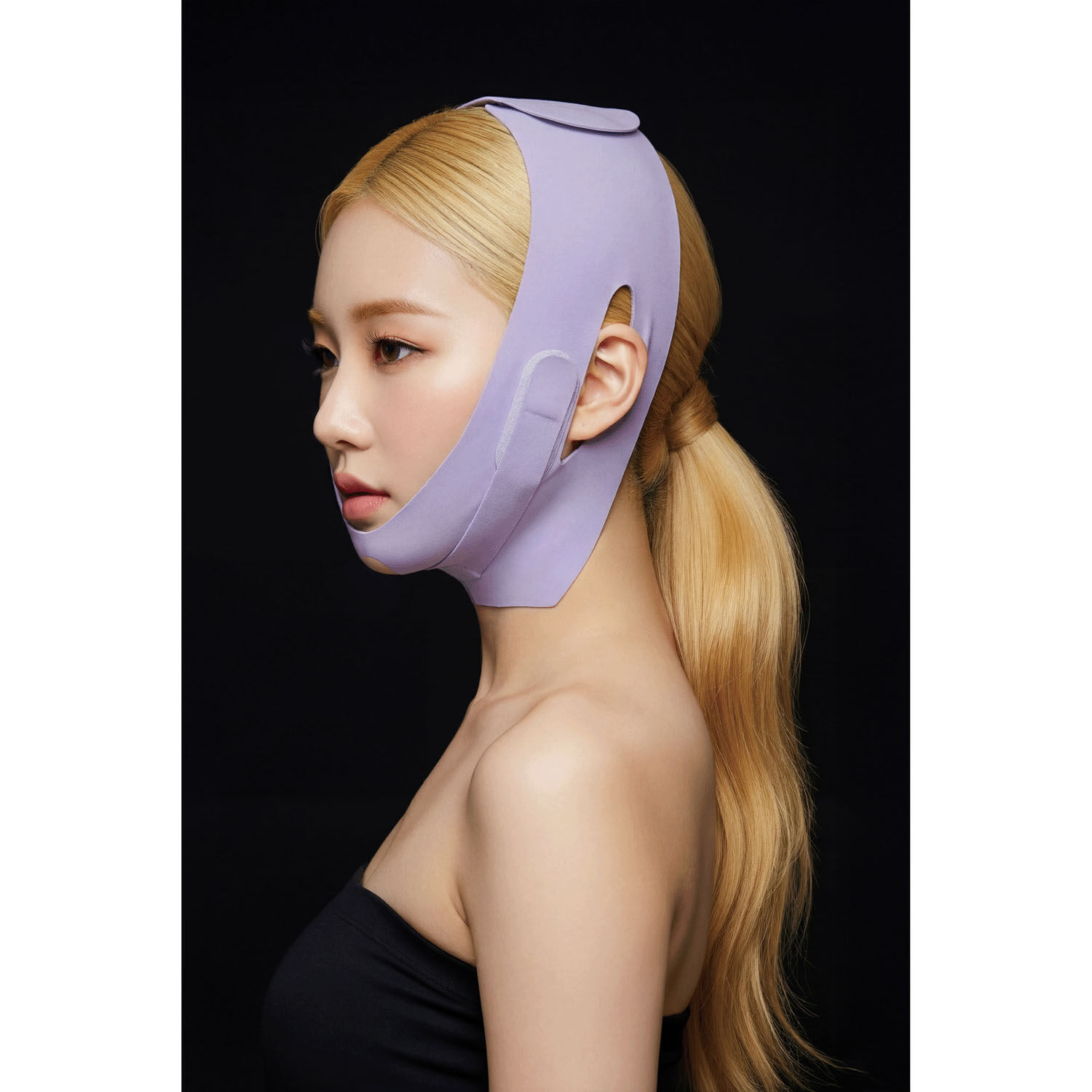 K-BEAUTY 臉部包覆彈性帶 羽形矽膠內襯 細長版｜K－BEAUTY小顔ベルト（スタイリッシュ）