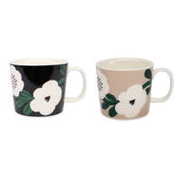 kippis 北歐花冠圖案陶器馬克杯 Kukkaseppele 黑色／米色 270ml｜kippis クッカセッペリ マグカップ