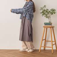 純棉格紋連帽短版前開襯衫 前後不對稱下擺 胸圍132cm cloudnine｜コットンチェック柄アソートフード付きブラウス