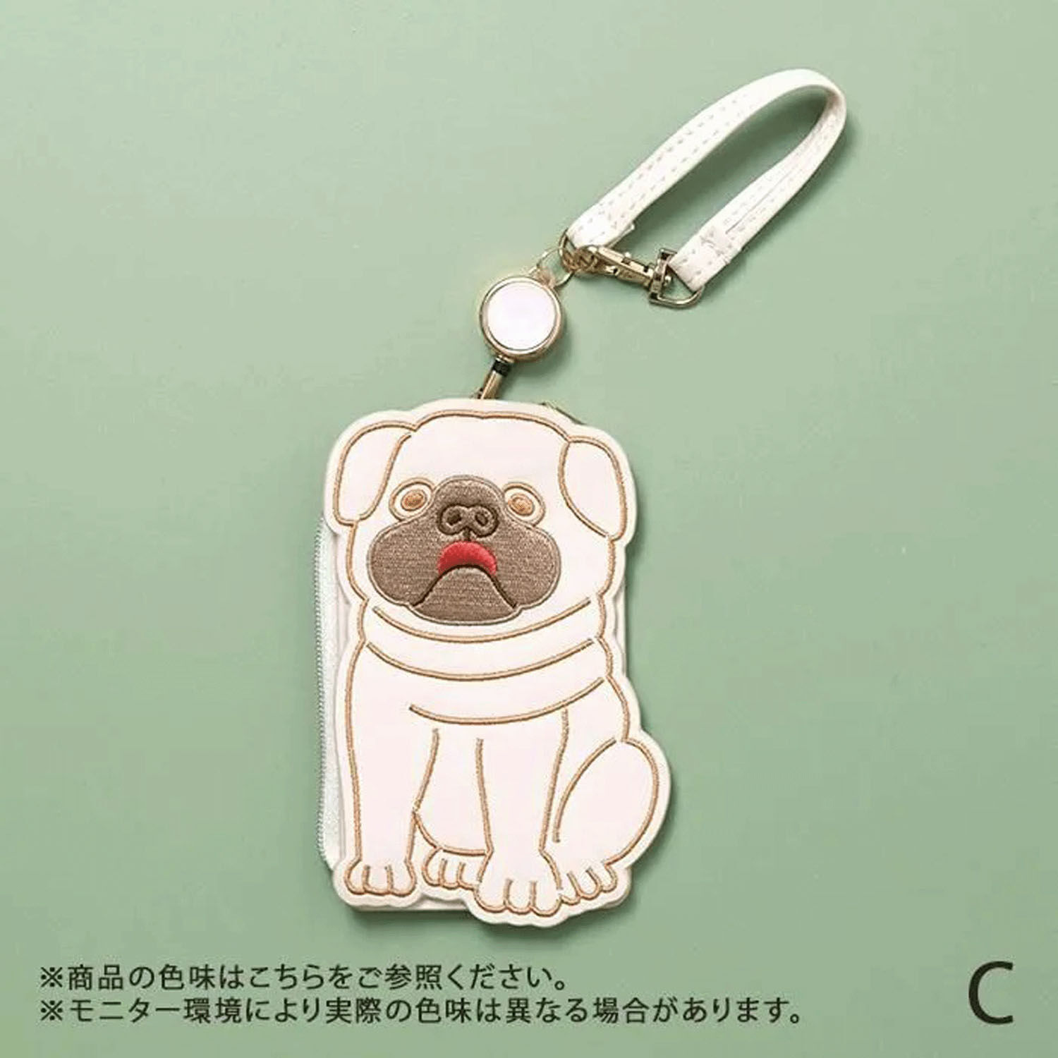 貓狗造型票卡夾 伸縮捲線 拉鍊小袋 黑貓／巴哥等5款｜ダイカットアニマルパスケース