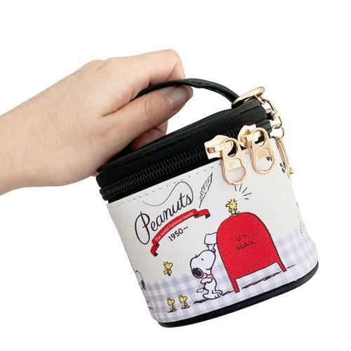 史努比迷你手提圓筒化妝包 附提把美妝小物收納袋三色可選 SNOOPY｜スヌーピー ミニバニティポーチ