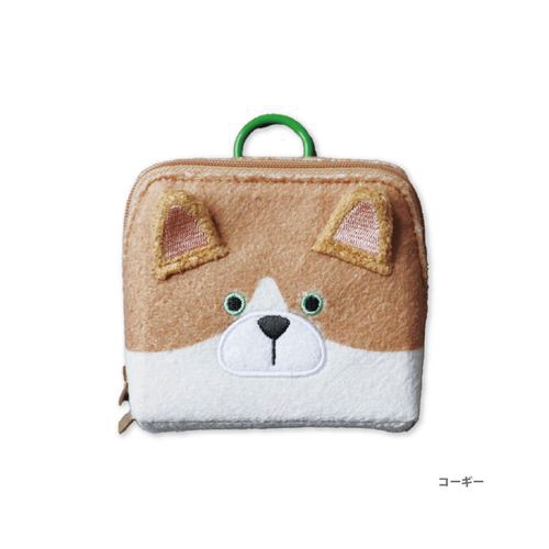 pacapo.FRIENDS柯基犬臉180度全開掌心迷你收納包|パカポフレンズポーチ コーギー