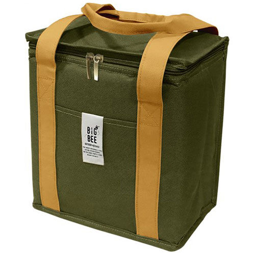 保冷午餐袋 BOX型 雙拉鍊 500mL寶特瓶6瓶 綠/海軍藍｜BOX型クーラーバッグ