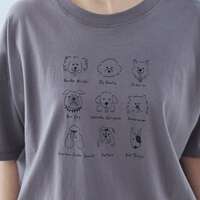 抗UV加工純棉小狗刺繡五分袖圓領上衣 胸圍130cm cloudnine｜UV遮蔽犬刺繍入りTシャツ