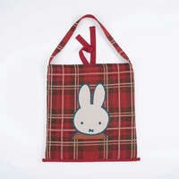 米飛兔 miffy 格紋提花扁托特包 37×40cm 鬱金香｜ディック・ブルーナ ミッフィー チェックジャガード フラットトート ミッフィー＆チューリップ