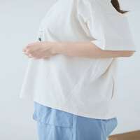 抗UV加工純棉小狗刺繡五分袖圓領上衣 胸圍130cm cloudnine｜UV遮蔽犬刺繍入りTシャツ