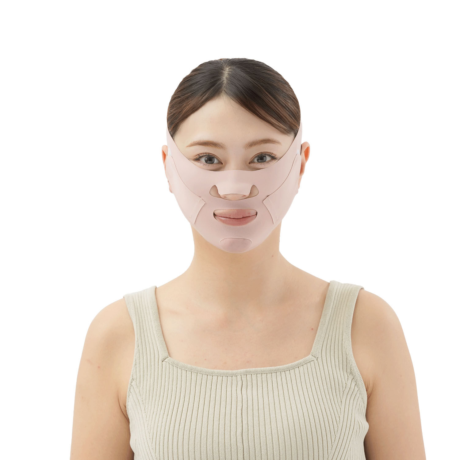 K-BEAUTY 臉部包覆彈性帶 心形矽膠內襯 雙帶｜K－BEAUTY小顔ベルト（キュート）