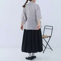 嫘縈混棉多臂織條紋花卉蝙蝠七分袖襯衫 胸圍188cm cloudnine｜レーヨン／綿 ドビーストライプ花柄ドルマン7分袖 ブラウス