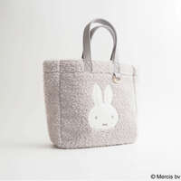 Miffy 米飛兔 毛絨托特包 臉部布章 23×23cm 藍｜ミッフィー MIFFY BOA トートバッグ ブルー