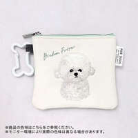 狗狗刺繡迷你扁收納包 骨頭登山扣 合成皮 12×10cm 15款｜DOG CHARITY ミニフラットポーチ
