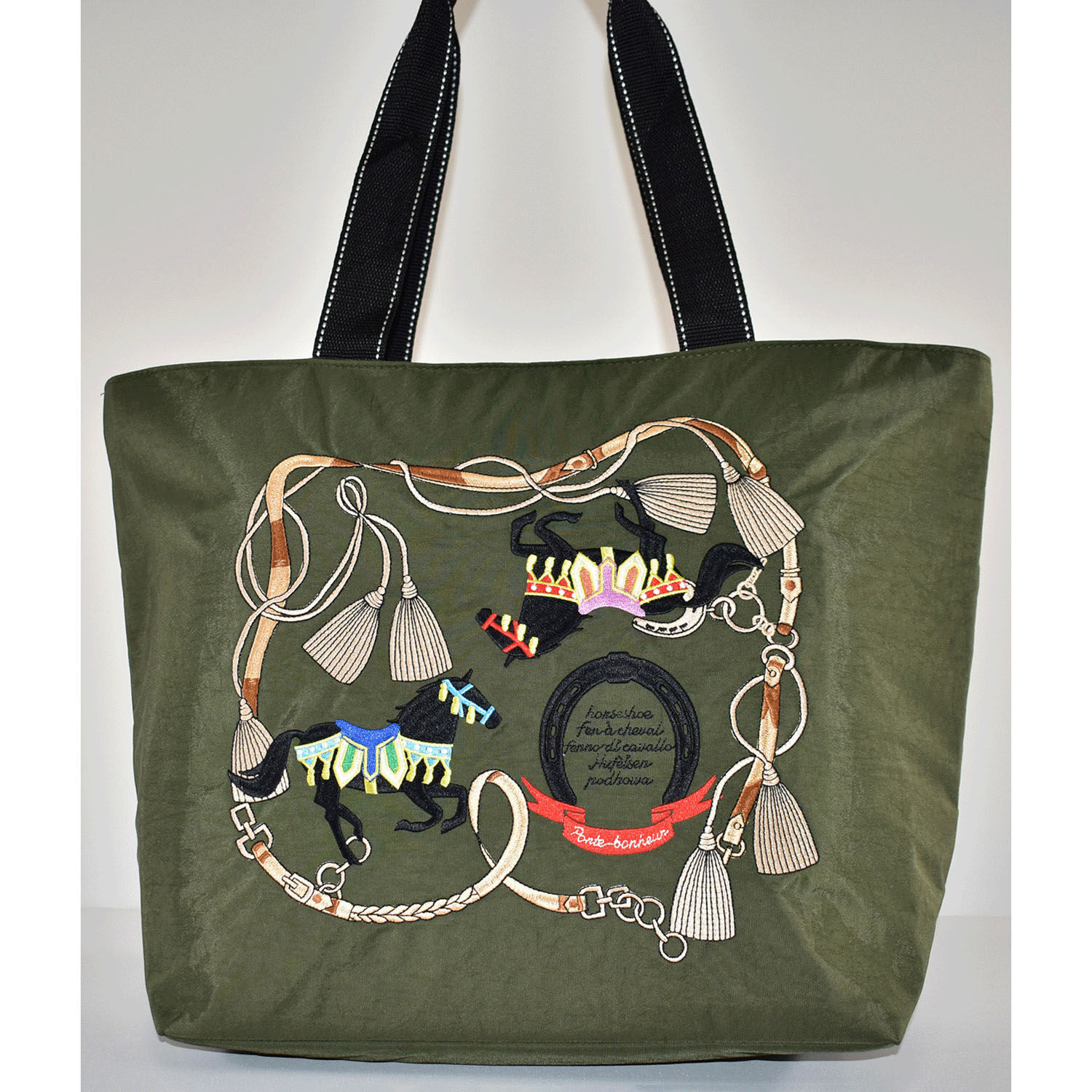 馬匹刺繡 大容量保冷托特包 2L寶特瓶×7 附瓶罐袋｜馬刺繍保冷トートバッグ大