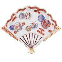 波佐見燒 林九郎窯 赤濃鳳凰扇形盤 古伊萬里風華 約24.5cm｜赤濃鳳凰 扇皿