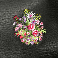 多色野花刺繡 牛皮手提包 日本製 磁扣開合【夢詩集】｜夢詩集 ベルフルール手提げバッグ