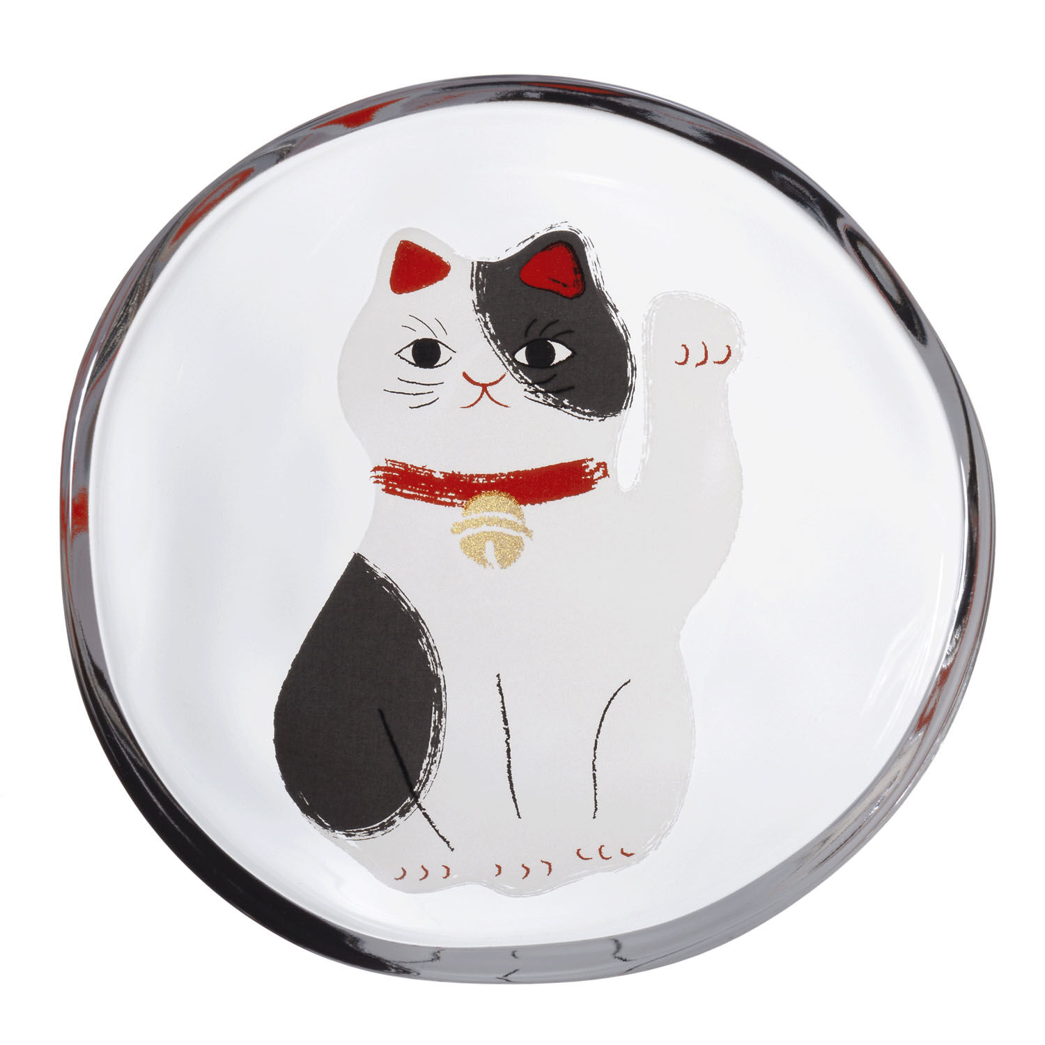 日本製招財貓玻璃豆皿 直徑9cm 五色貓咪寓意不同｜招き猫豆皿