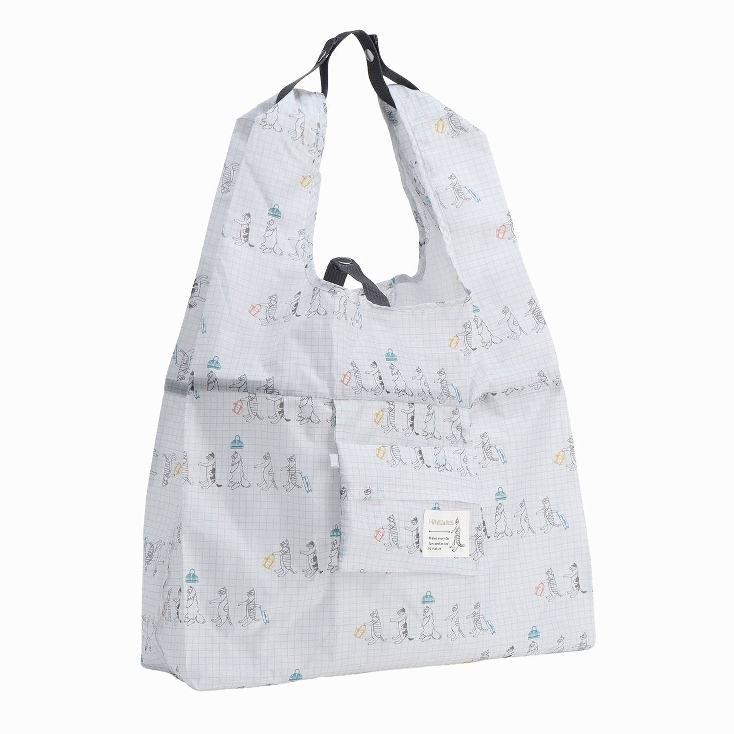 貓咪鐵絲藝術 市集購物袋 34×38cm【HAyU×ace】｜HAyU×ace マルシェバッグ