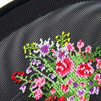 夢詩集 花束刺繡網布直式收納包 13×8cm 拉鍊 日本製｜【日本製】 夢詩集 シェル縦型 メッシュポーチ
