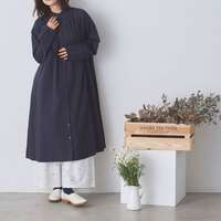 棉質泡泡紗格紋前開襟荷葉領洋裝 衣長110cm身寬127cm cloudnine｜ギンガムチェック前開きワンピース