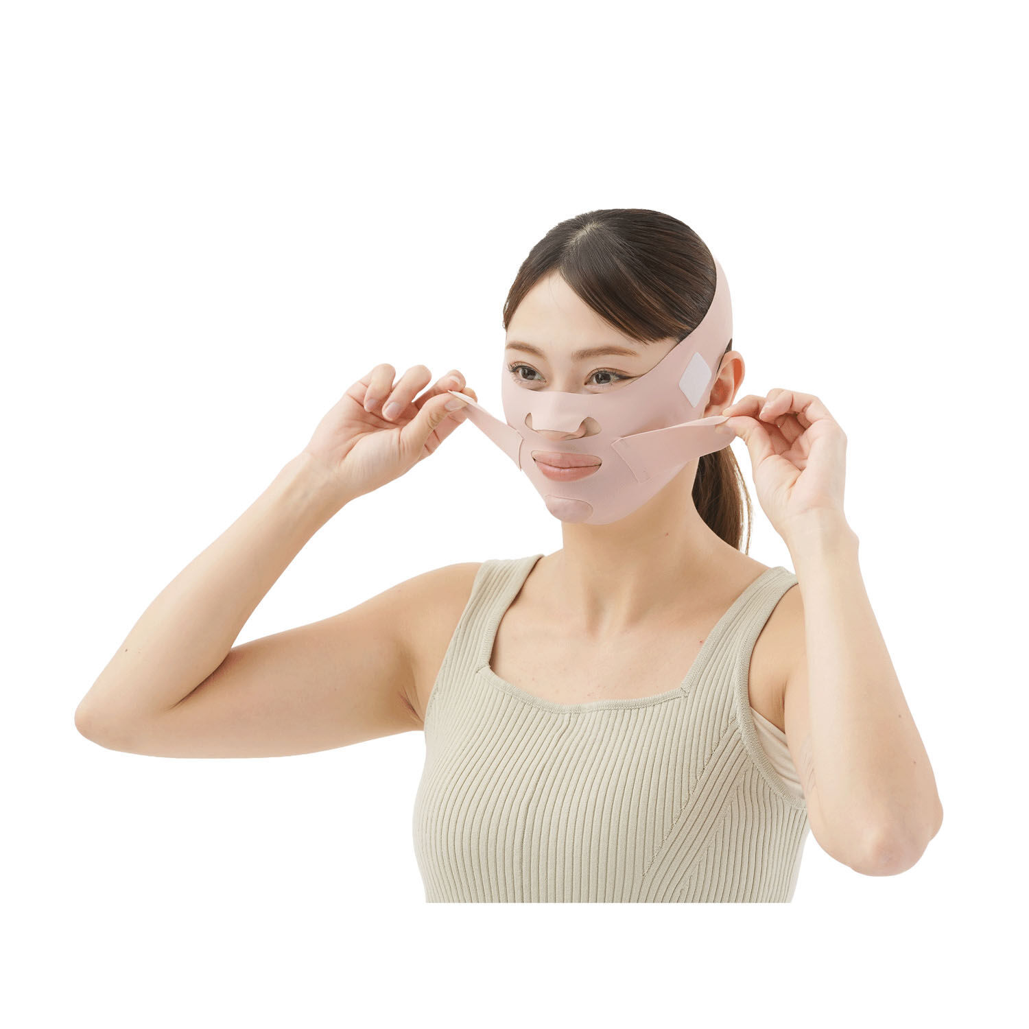 K-BEAUTY 臉部包覆彈性帶 心形矽膠內襯 雙帶｜K－BEAUTY小顔ベルト（キュート）