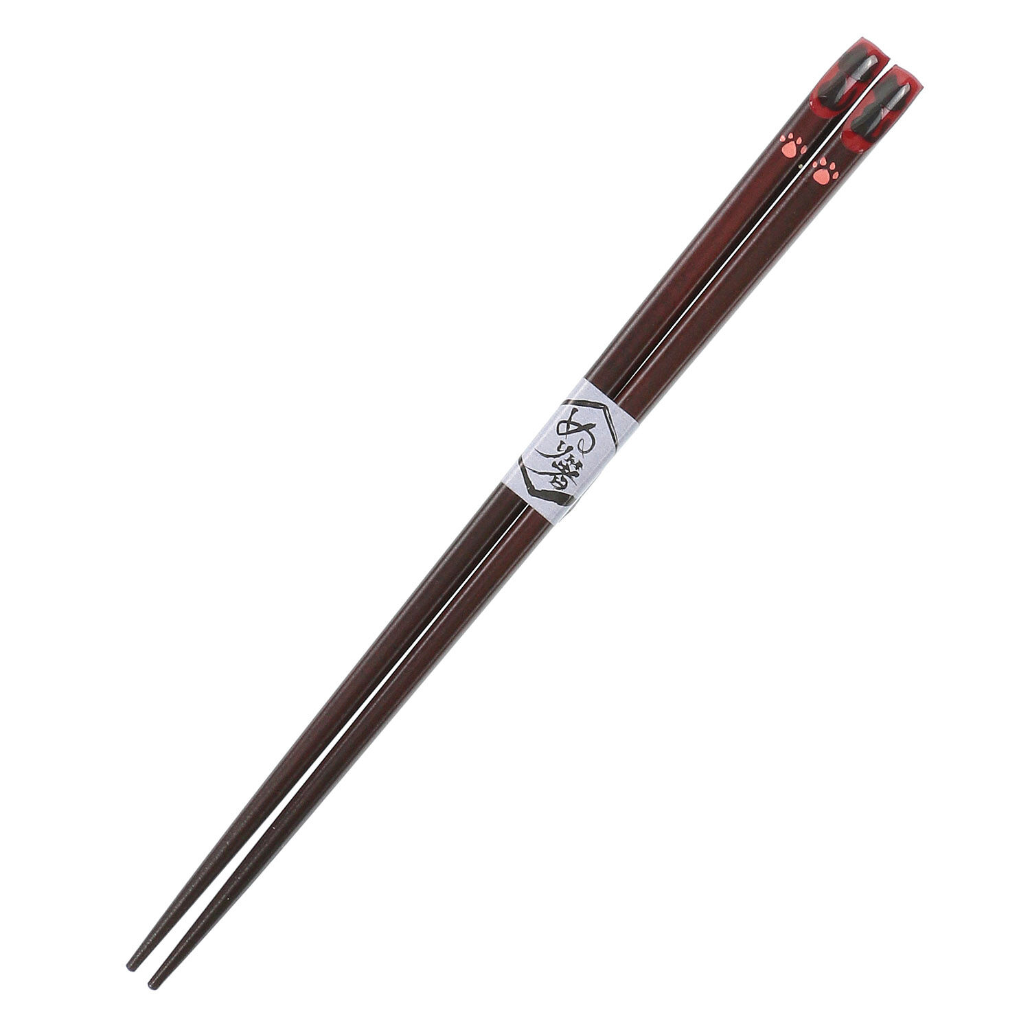 日本製會津塗職人手繪天削筷 黑貓剪影 天然木 約21.5cm｜天削箸 くろねこ