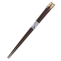 日本製會津塗職人手繪天削筷 條紋貓 天然木 約22.5cm｜天削箸 しまねこ