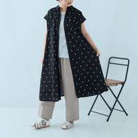 薄棉細布點點刺繡上領抽褶大襬長版洋裝 胸圍168cm cloudnine｜キャンブリックドット刺繍上衿付ワンピース