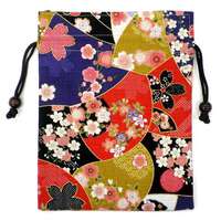 小櫻花小紋 和風扁束口袋 約19×24cm 棉100% 日本製｜花浪漫平巾着