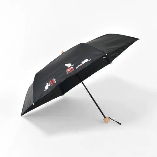 BLACK COATING UV PARASOL mini 書本與貓刺繡 晴雨兼用 折疊傘