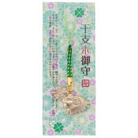 金屬生肖羊四葉幸運草根付吊飾 2027新春小物｜干支根付 メタル未四葉クローバー付き根付