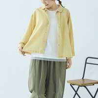 細褶感80支純棉巴里紗八分袖外套式襯衫 胸圍118cm cloudnine｜細かなシワ入り 80綿ボイル無地8分袖 ジャケット風シャツブラウス